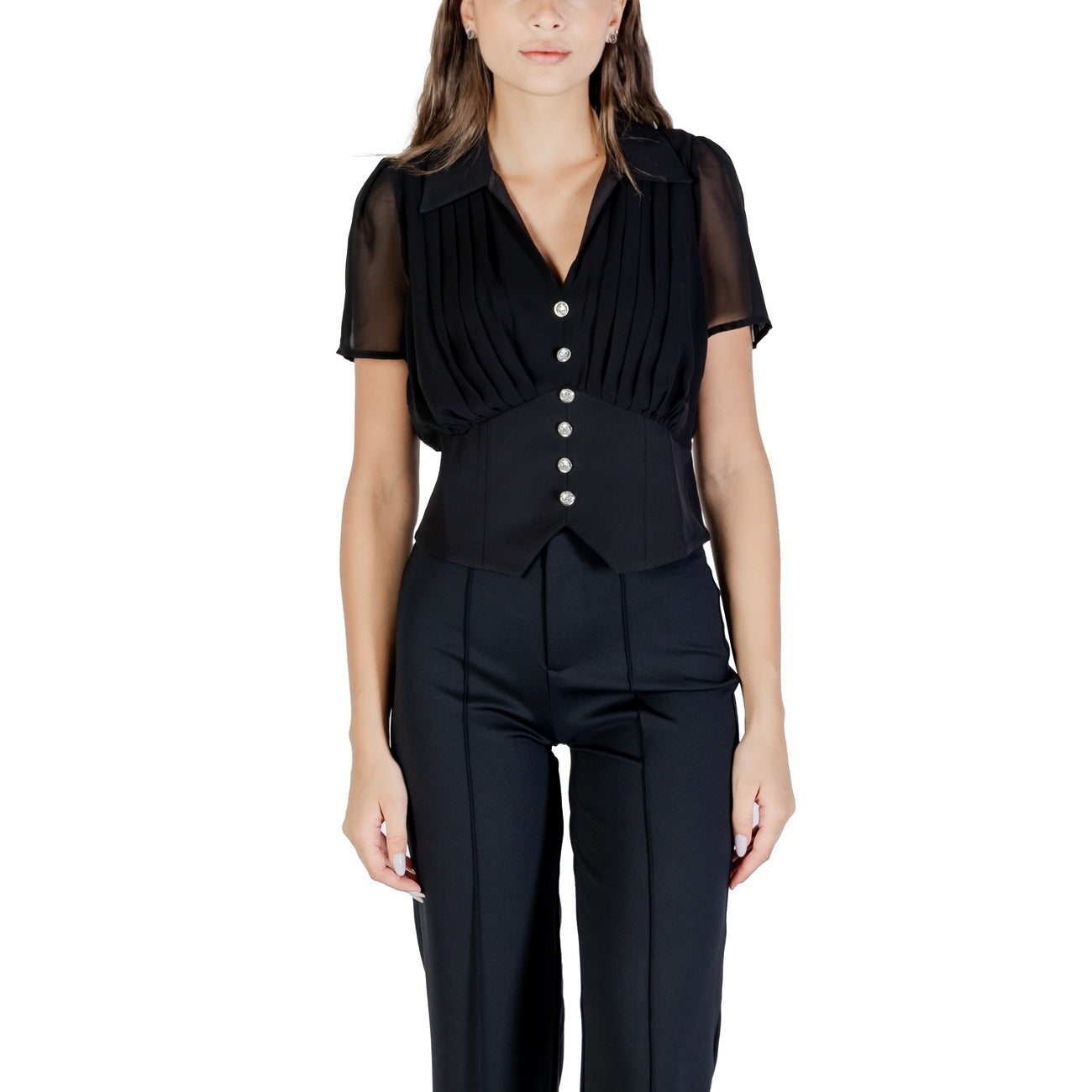 488269 Morgan De Toi Blusa Nera Maniche Corte Donna