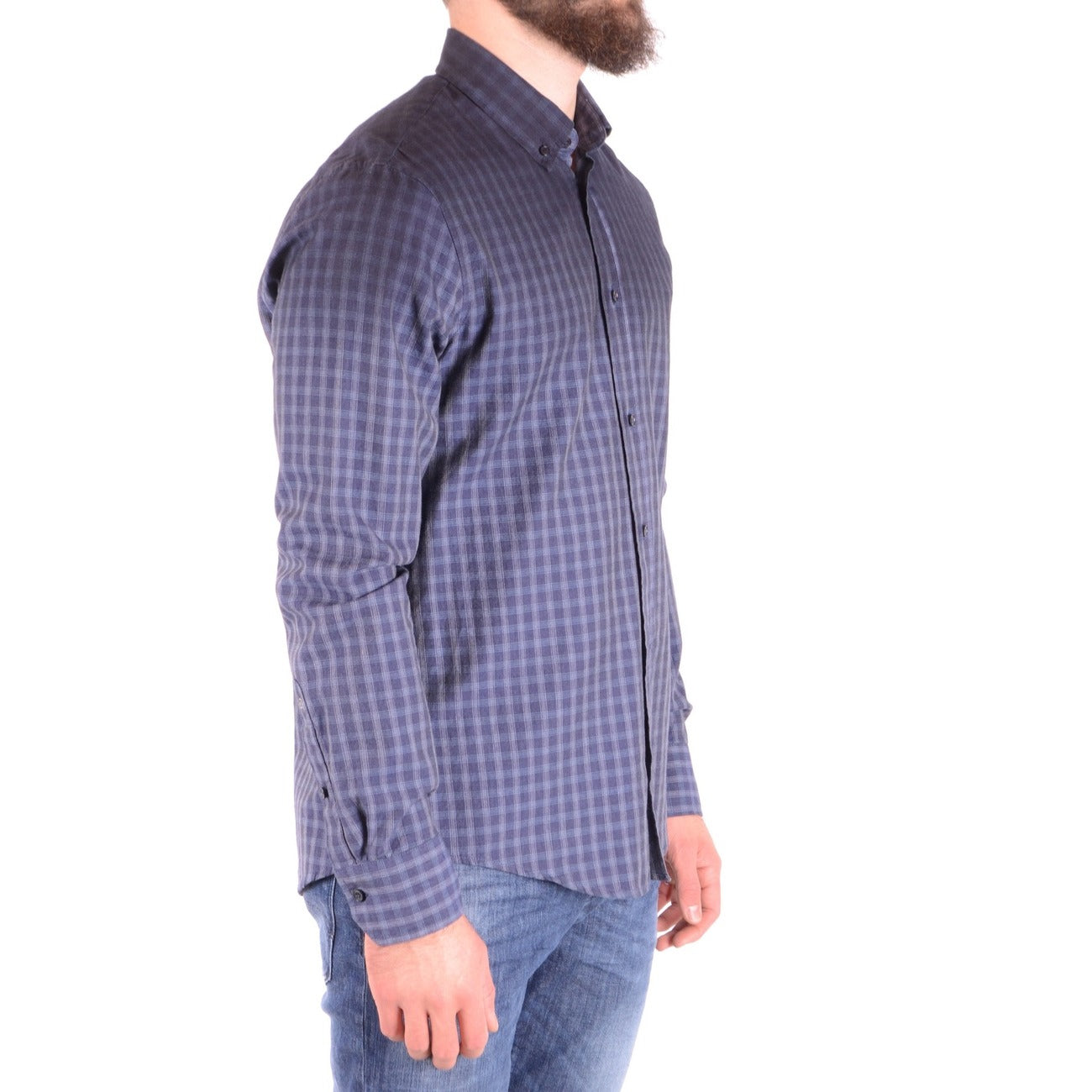 2429322 Dondup Camicia Blu Quadri Cotone Uomo