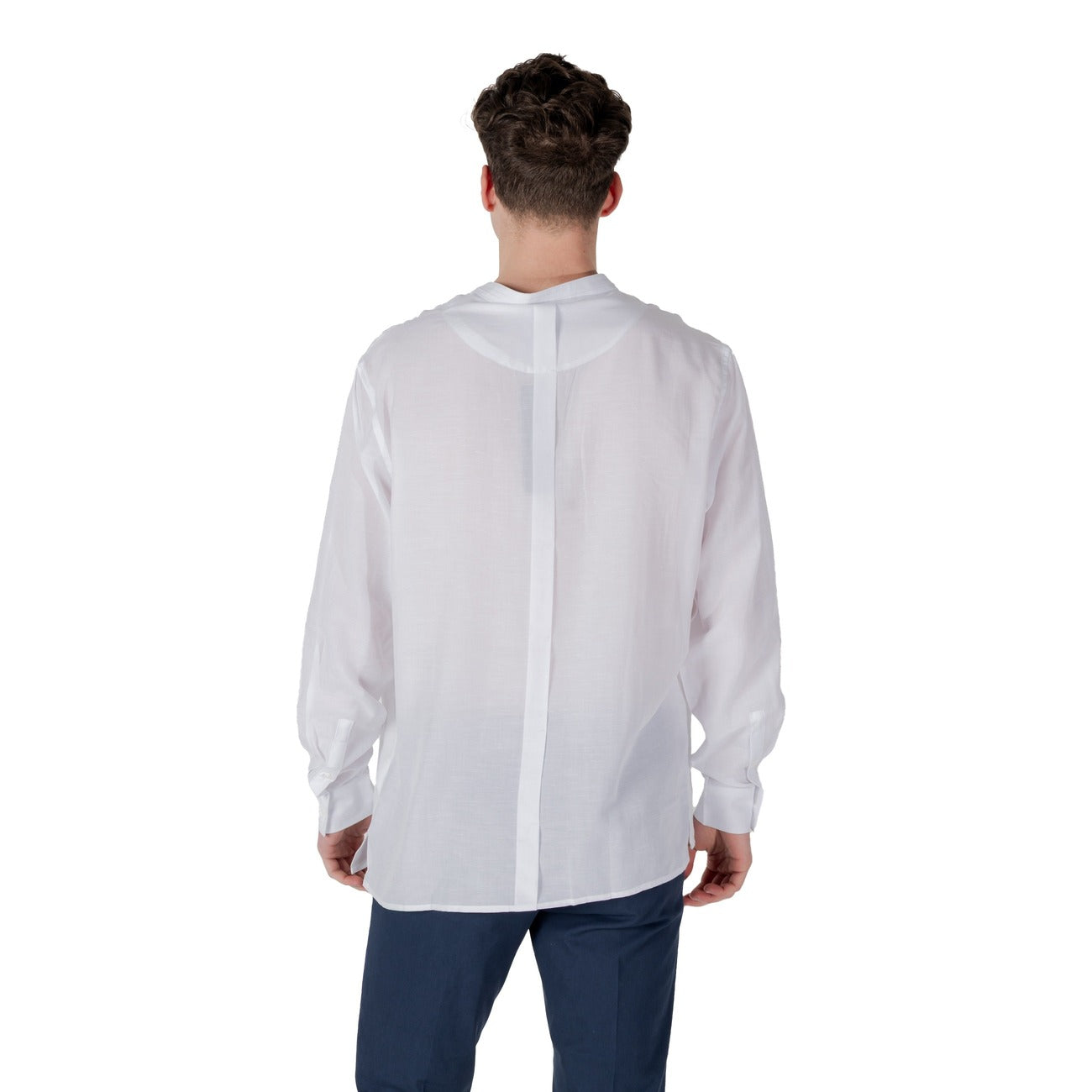 2417696 Antony Morato Camicia Bianca Lino Lyocell Colletto Coreana Uomo