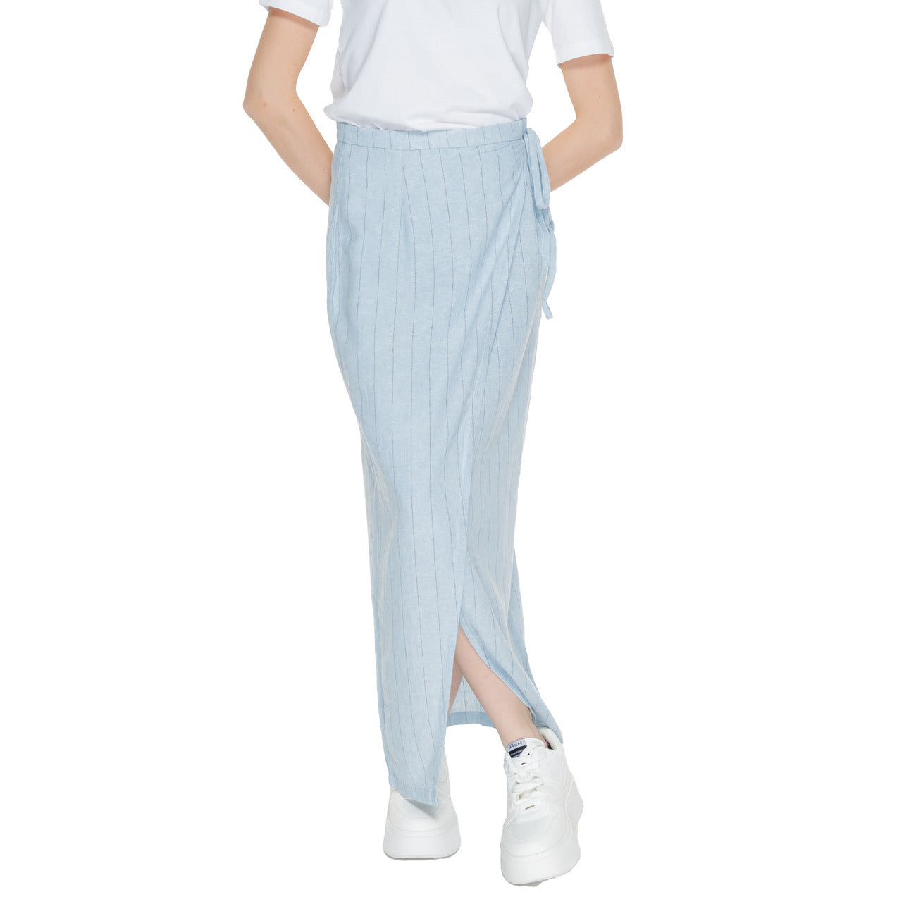 10304662 Vero Moda Gonna Blu Gessato Lino Donna