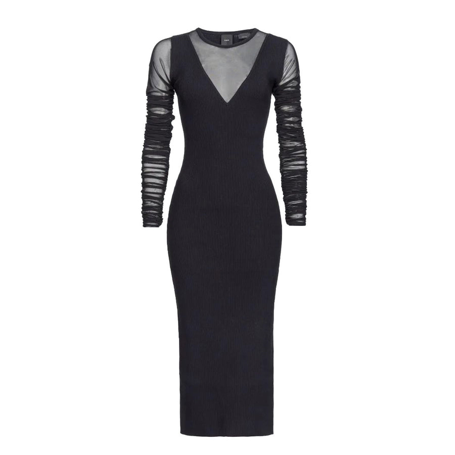 Vestito di Maglia "Bergamotto" con Inserti in Tulle