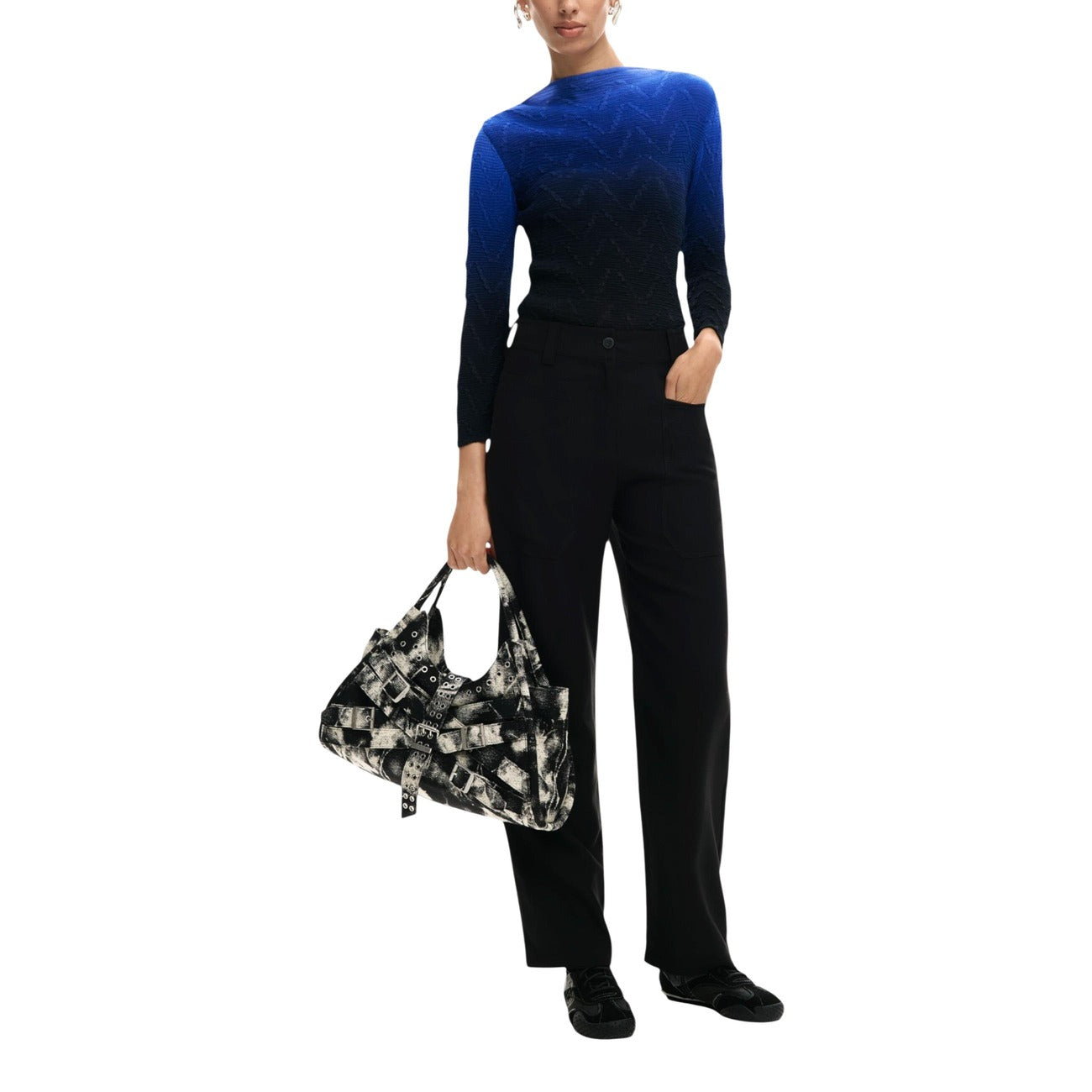 2451026 Desigual Pantaloni Donna Neri Viscosa