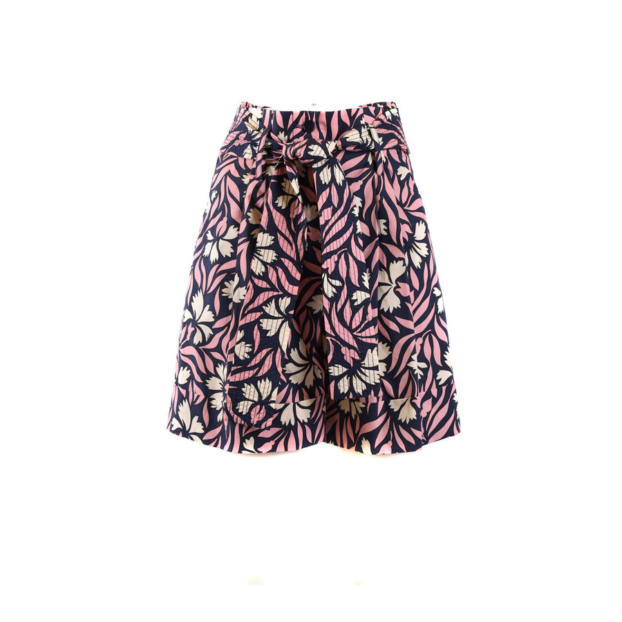 Shorts a Gonnellino a Righe e Fiori