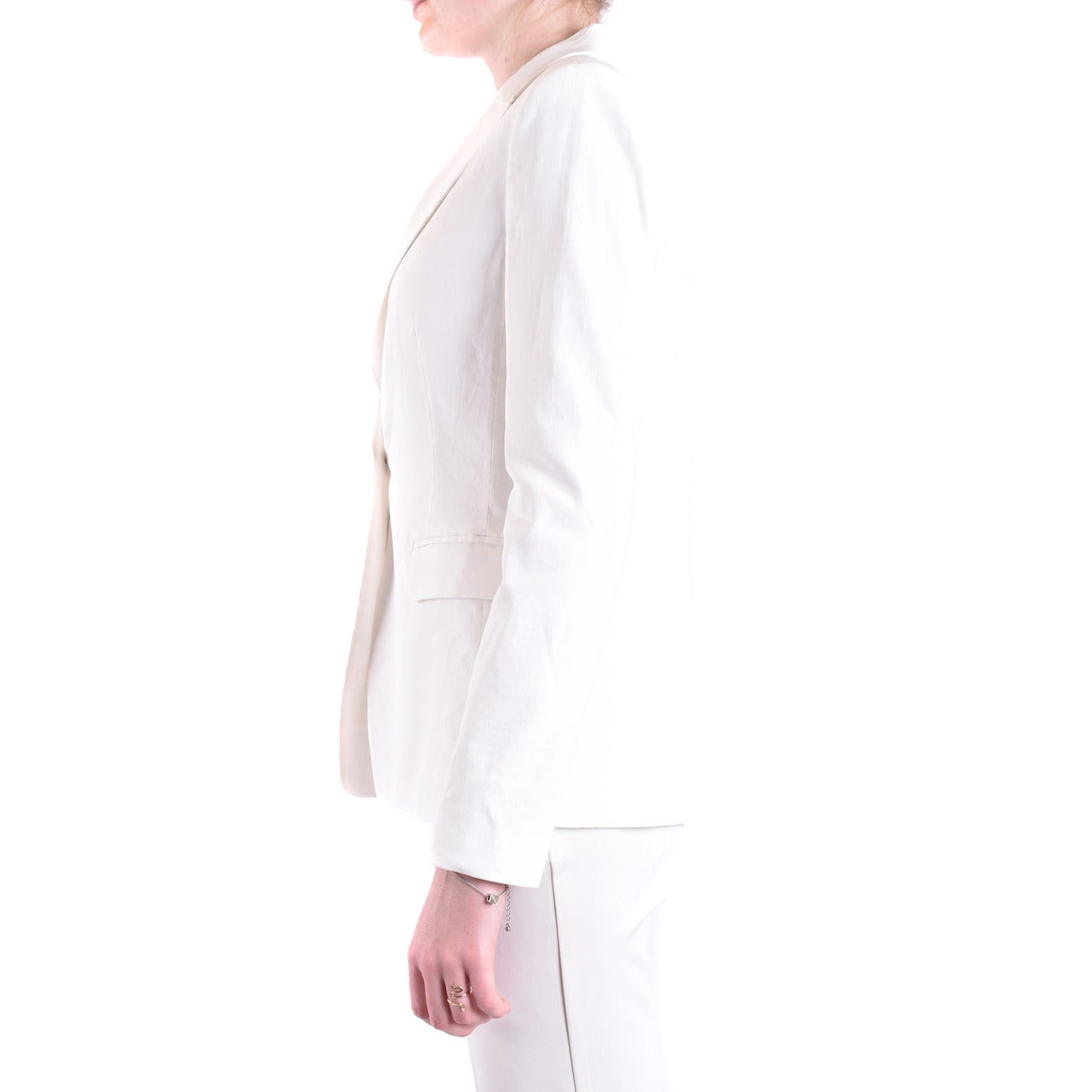 2422975 Pinko Giacca Bianca Lino Bavero Made Italy Donna