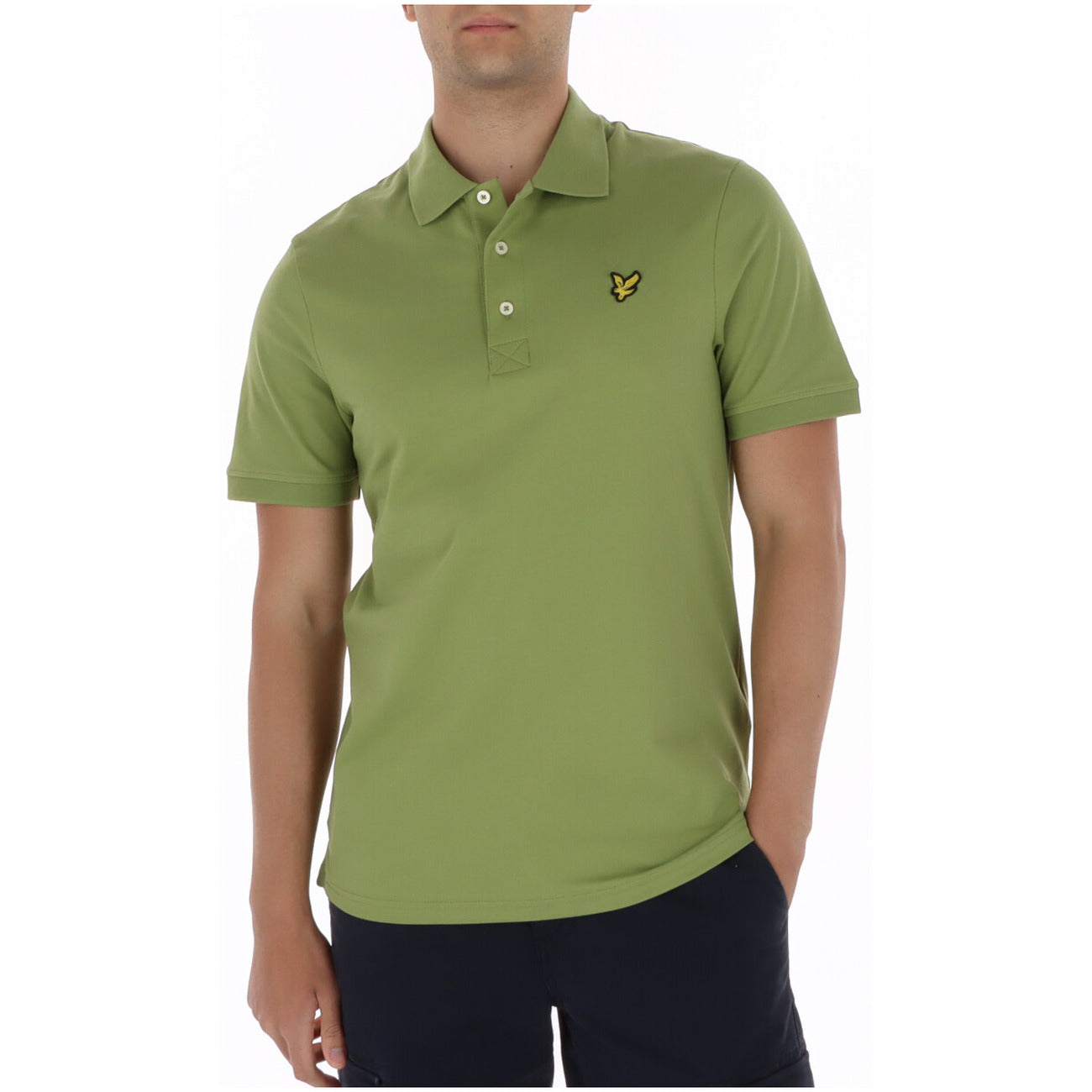 2461492 Lyle & Scott Polo Verde Cotone Elastan Colletto Polo Uomo