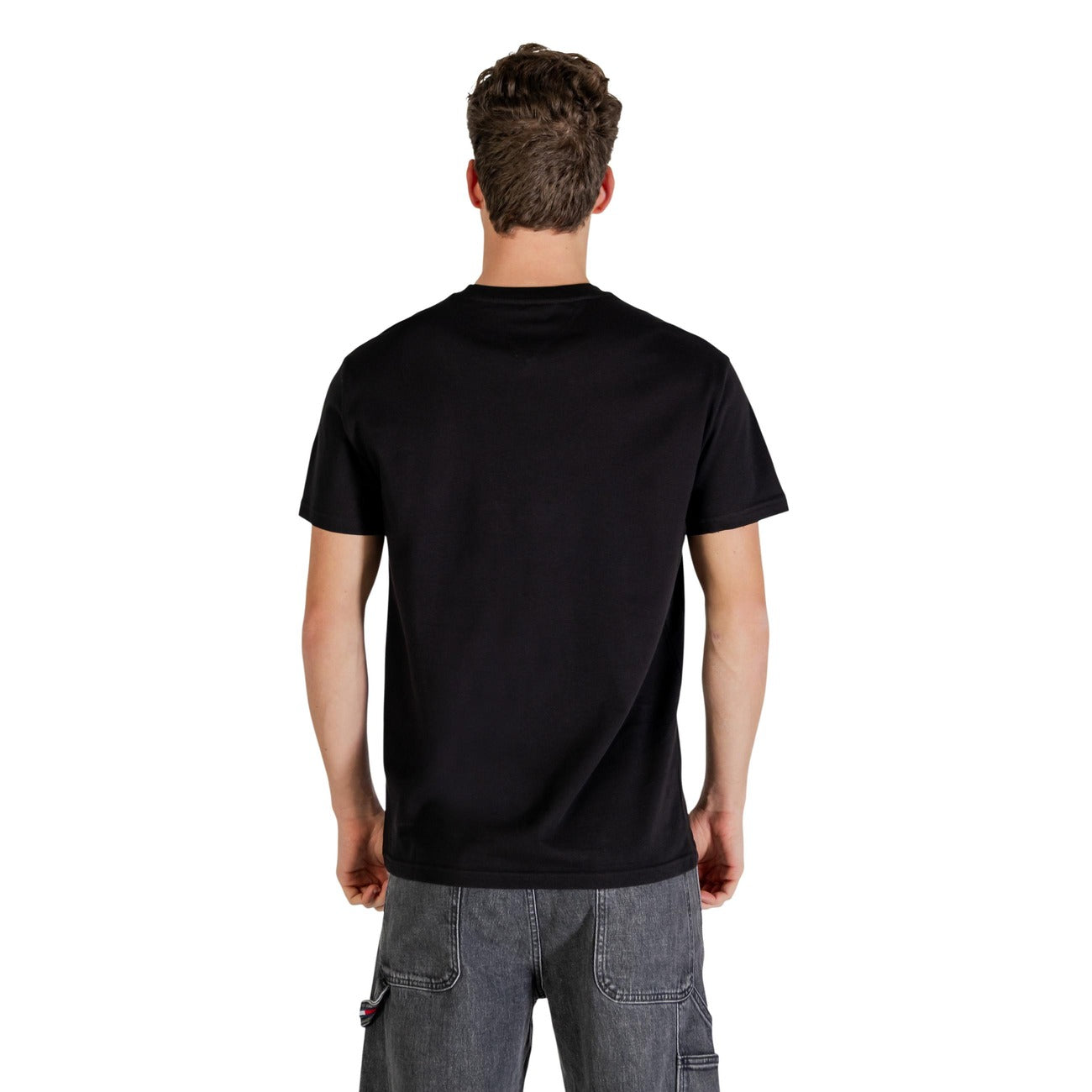 2447438 Tommy Hilfiger Jeans T-shirt Nera Stampa Cotone Organico Uomo