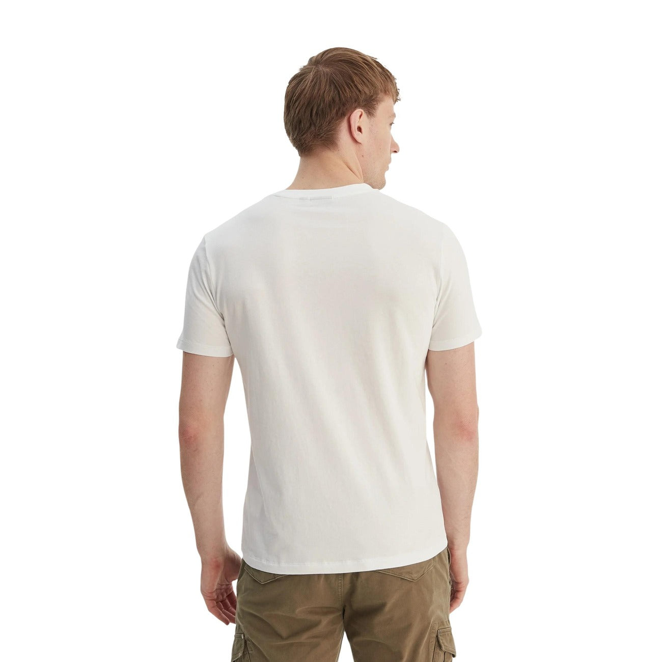 2458385 Napapijri T-Shirt Bianca Cotone Stampa Scollo Tondo Uomo