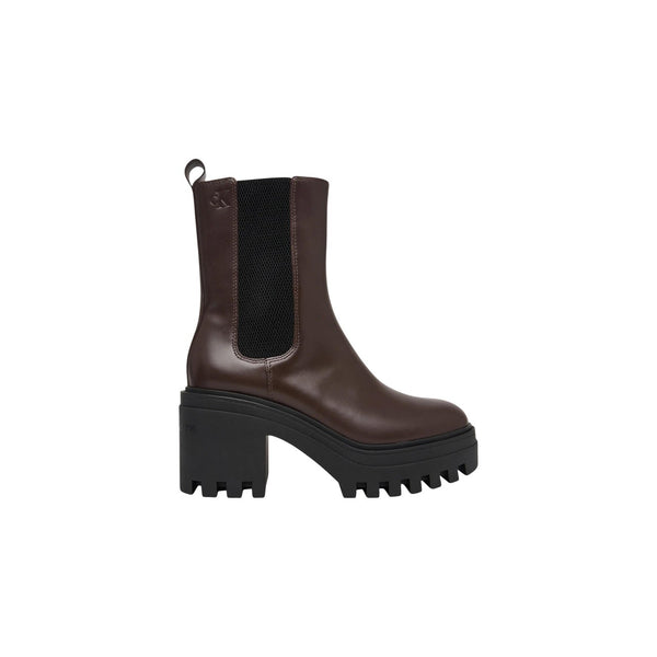 Chunky Heeled Chelsea Boot Dark Brown HW0HW02035 Stivali Donna