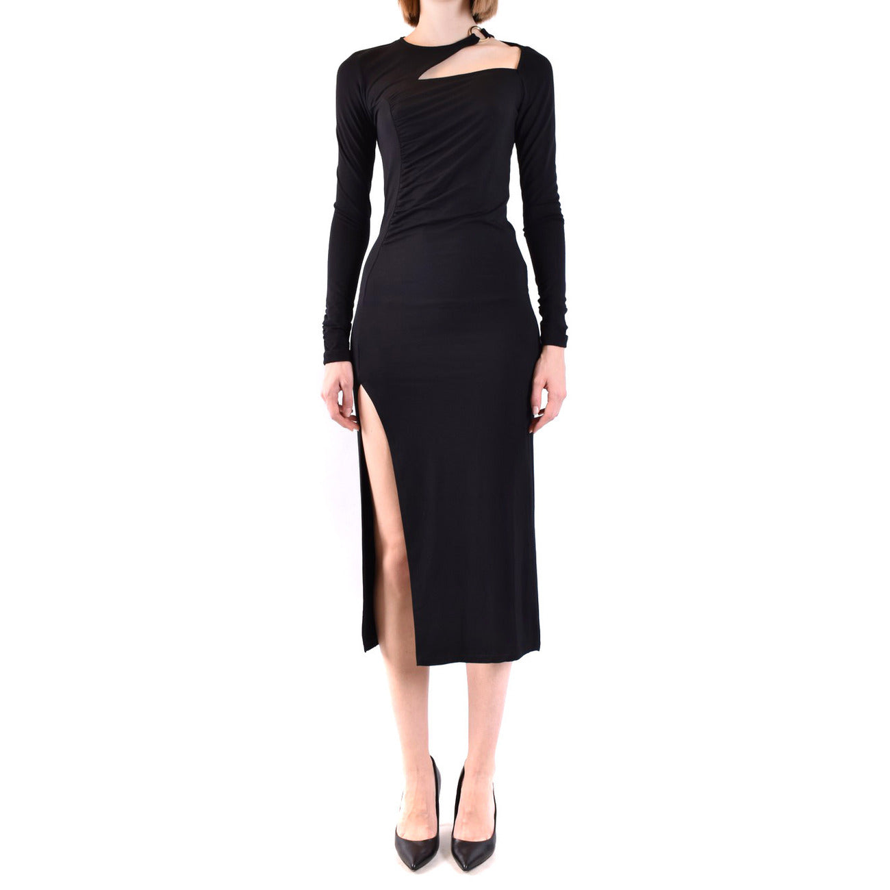 2432917 Dondup Abito Nero Lungo Donna Viscosa Maniche Lunghe