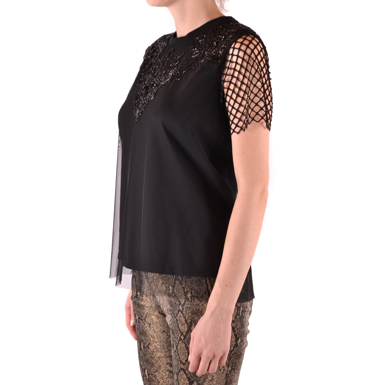 2455611 Twin-set Simona Barbieri Blouse Nera Poliestere Maniche Corte Donna
