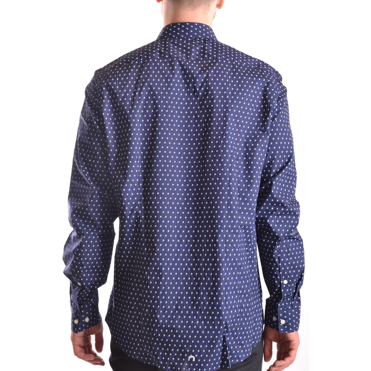 2432418 Michael Kors Camicia Blu Pois Maniche Lunghe Uomo