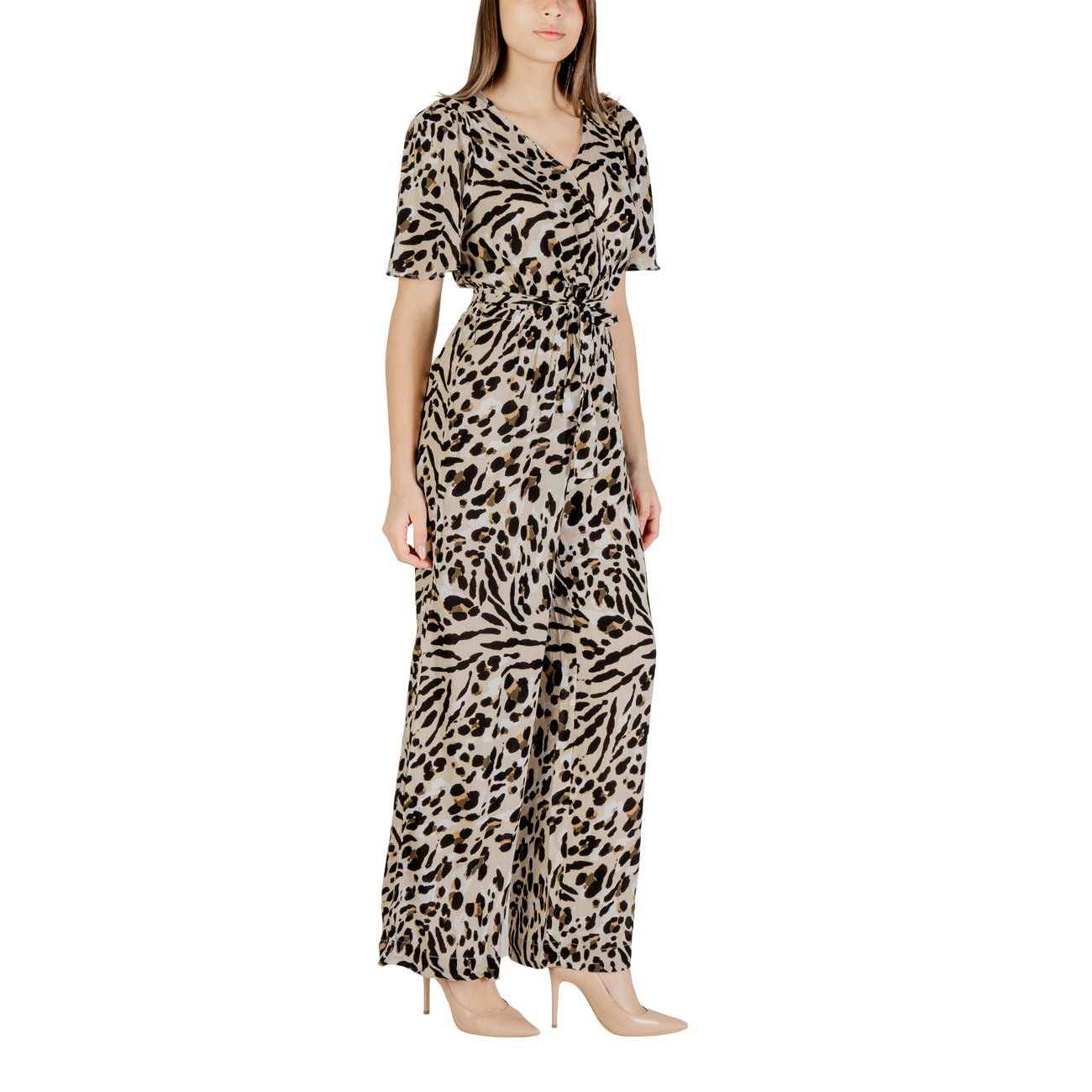 486286 Ichi Tuta Beige Fantasia Leopardata Donna