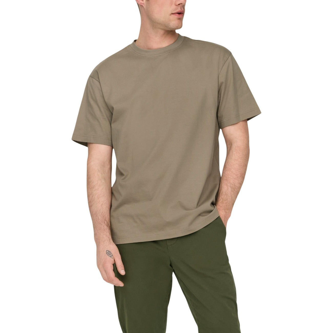 2448926 Only & Sons T-shirt Marrone Cotone Organico Uomo