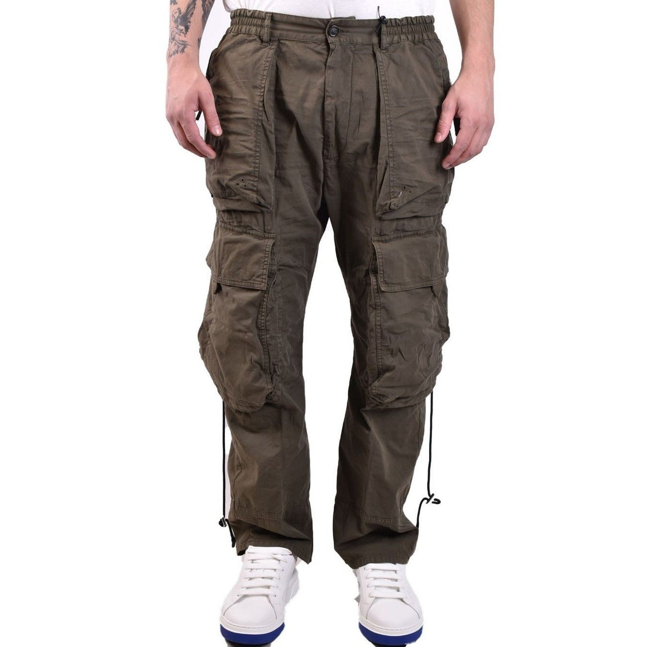 2429370 Dsquared2 Pantaloni Verde Cotone Elastan Uomo