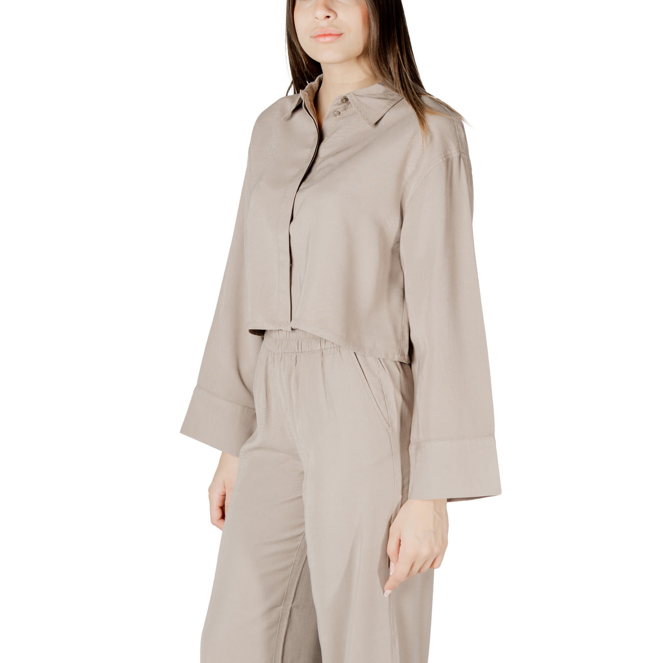 2418393 Only Blouse Beige Viscosa Colletto Classico Donna