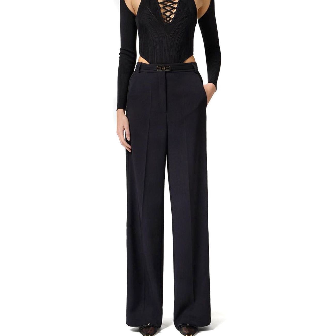 493902 Elisabetta Franchi Pantaloni Neri Donna Primavera/Estate