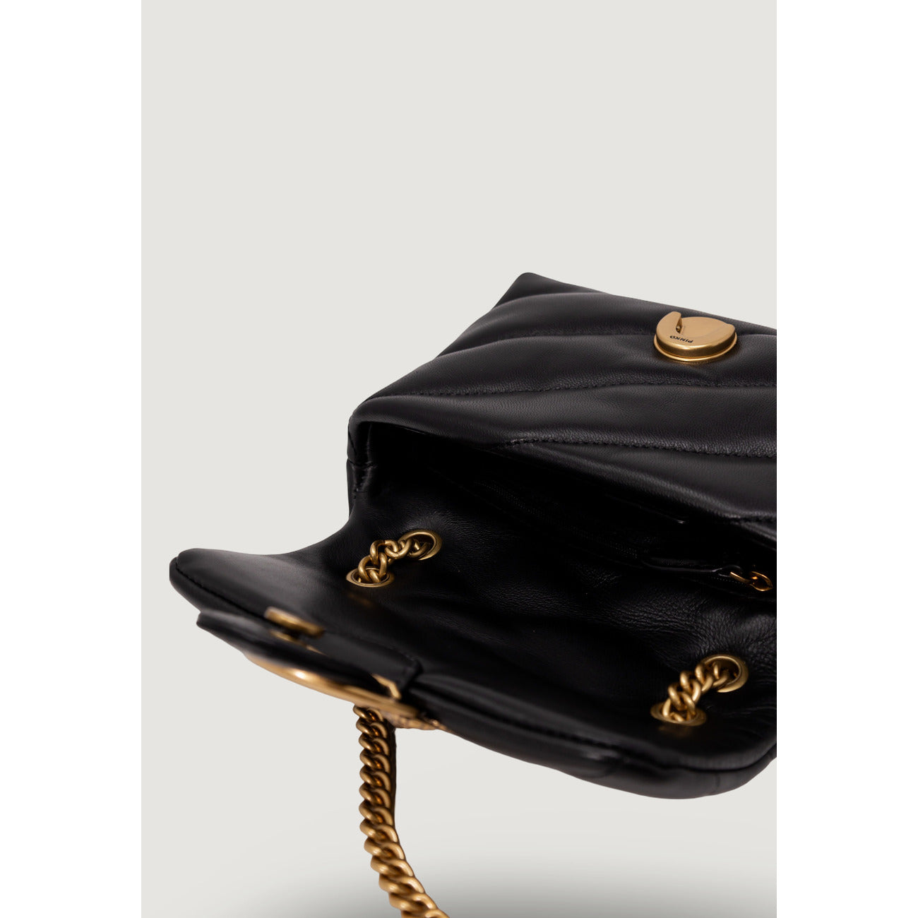 2409900 Pinko Borsa Tracolla Nera Pelle Bottone Gancio Donna