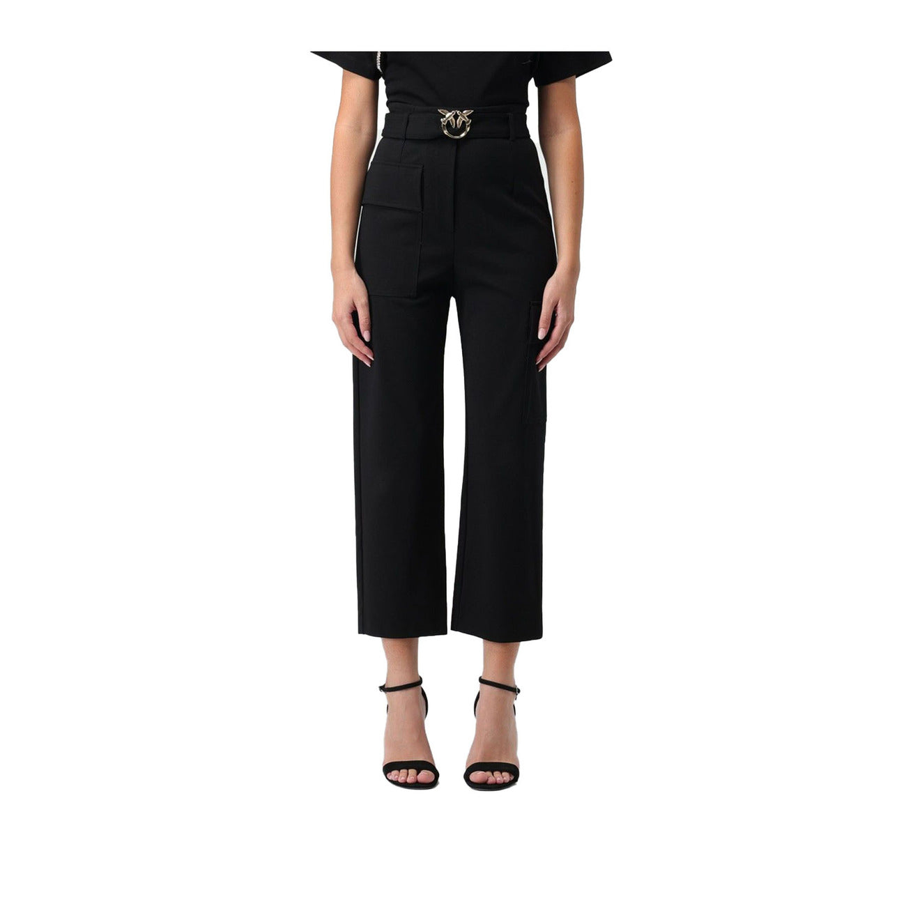 2422968 Pinko Pantaloni Neri Viscosa Multitasche Donna