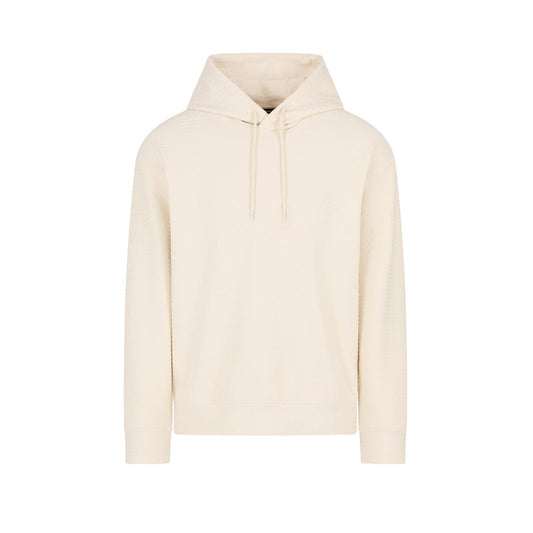 2442521 Emporio Armani Felpa Bianca Cappuccio Lyocell Uomo