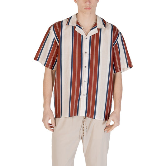 2420606 Gianni Lupo Camicia Beige Lino Righe Uomo
