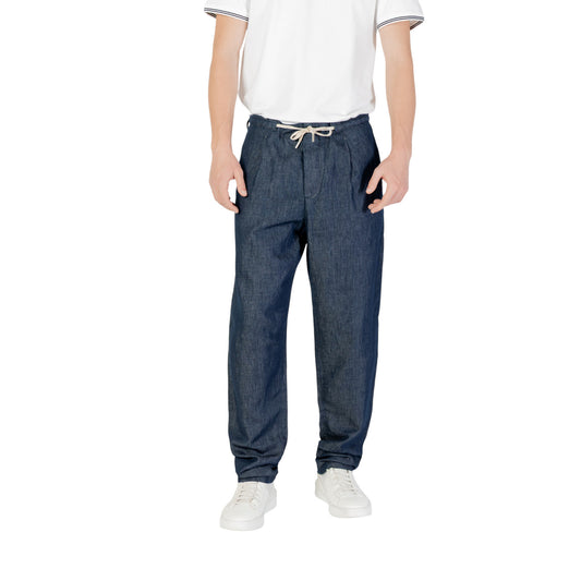 2422275 Replay Pantaloni Blu Cotone Lino Uomo