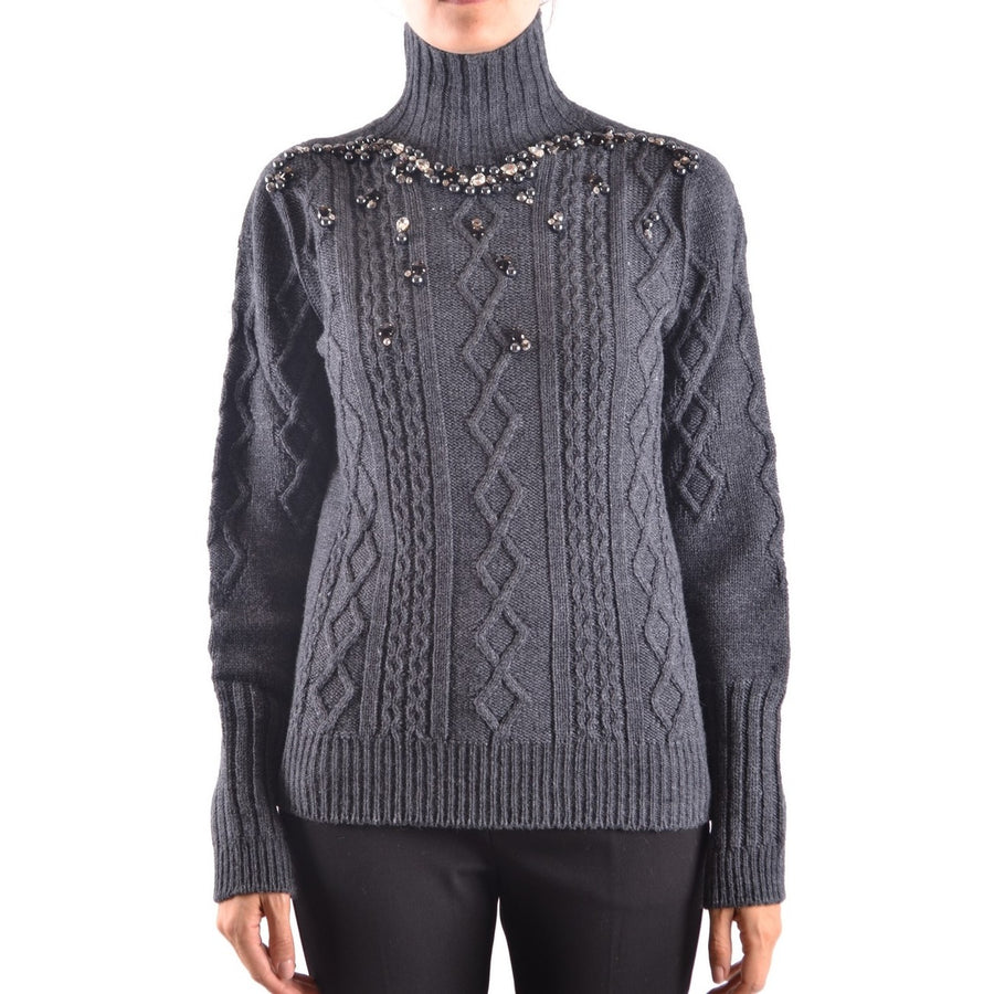 Maglia a Collo Alto Grigia in Lana Donna