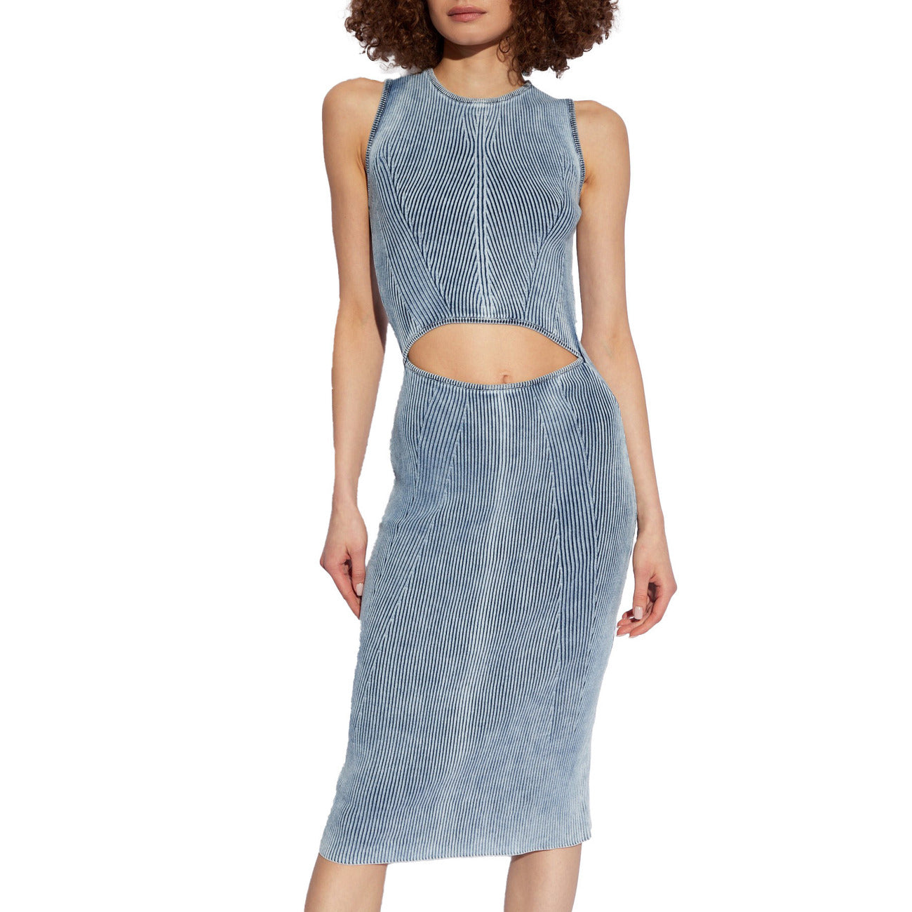 2430055 Diesel Abito Blu Smanicato Scollo Tondo Donna