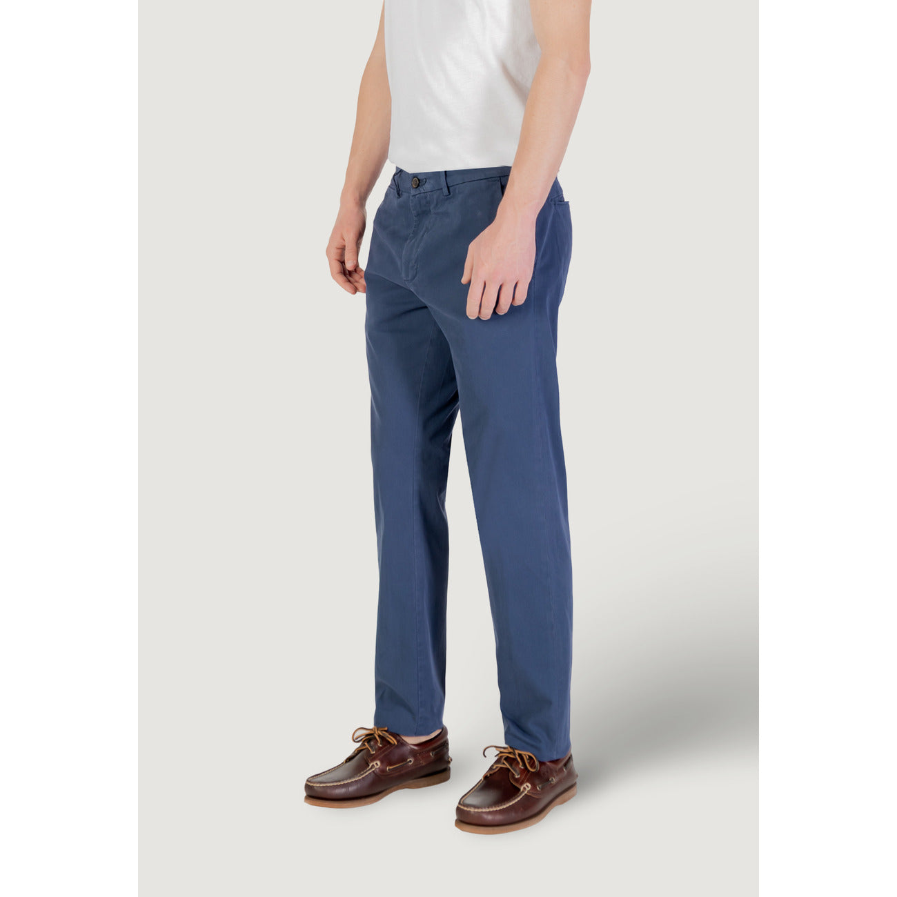 2420757 Borghese Pantaloni Blu Cotone Elastan Uomo