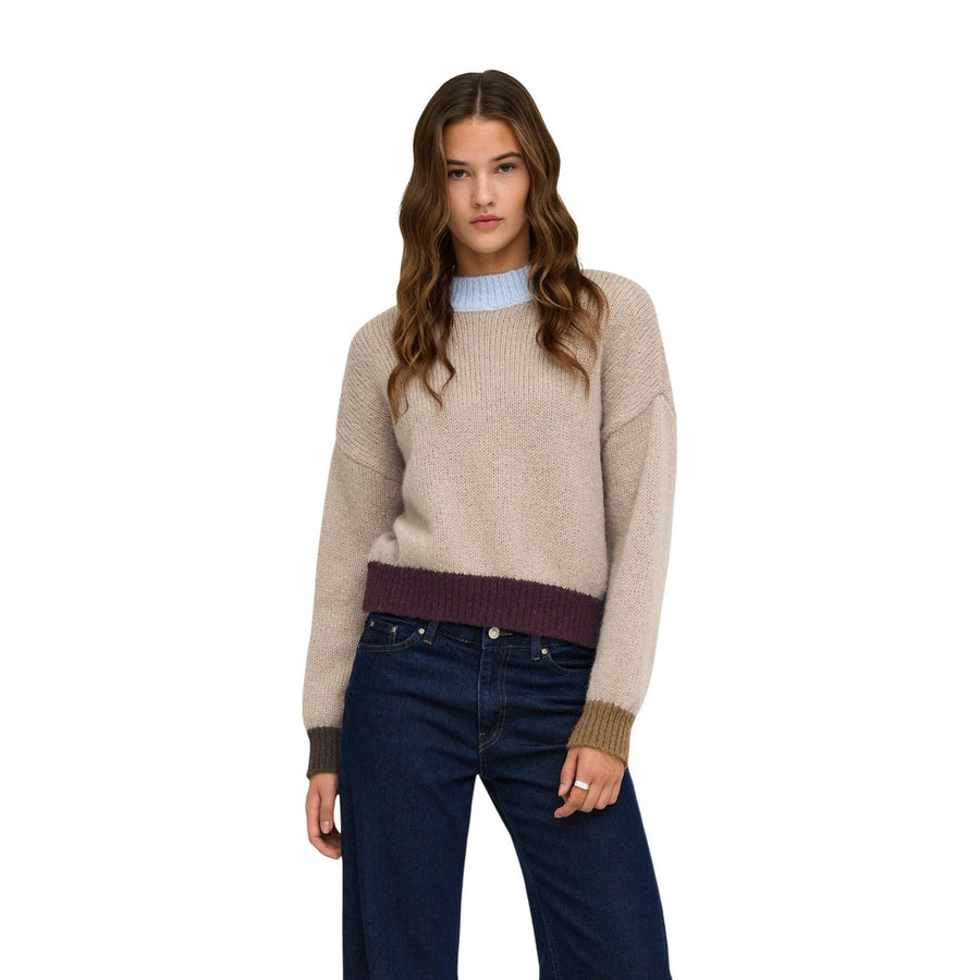 Maglia Donna Onlolina Ls Contrast Highneck Cc Knt