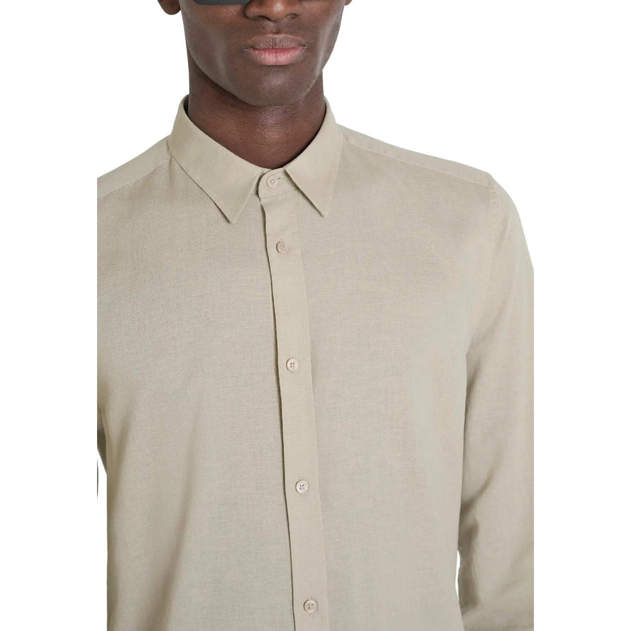 2422905 Antony Morato Camicia Beige Cotone Lino Uomo