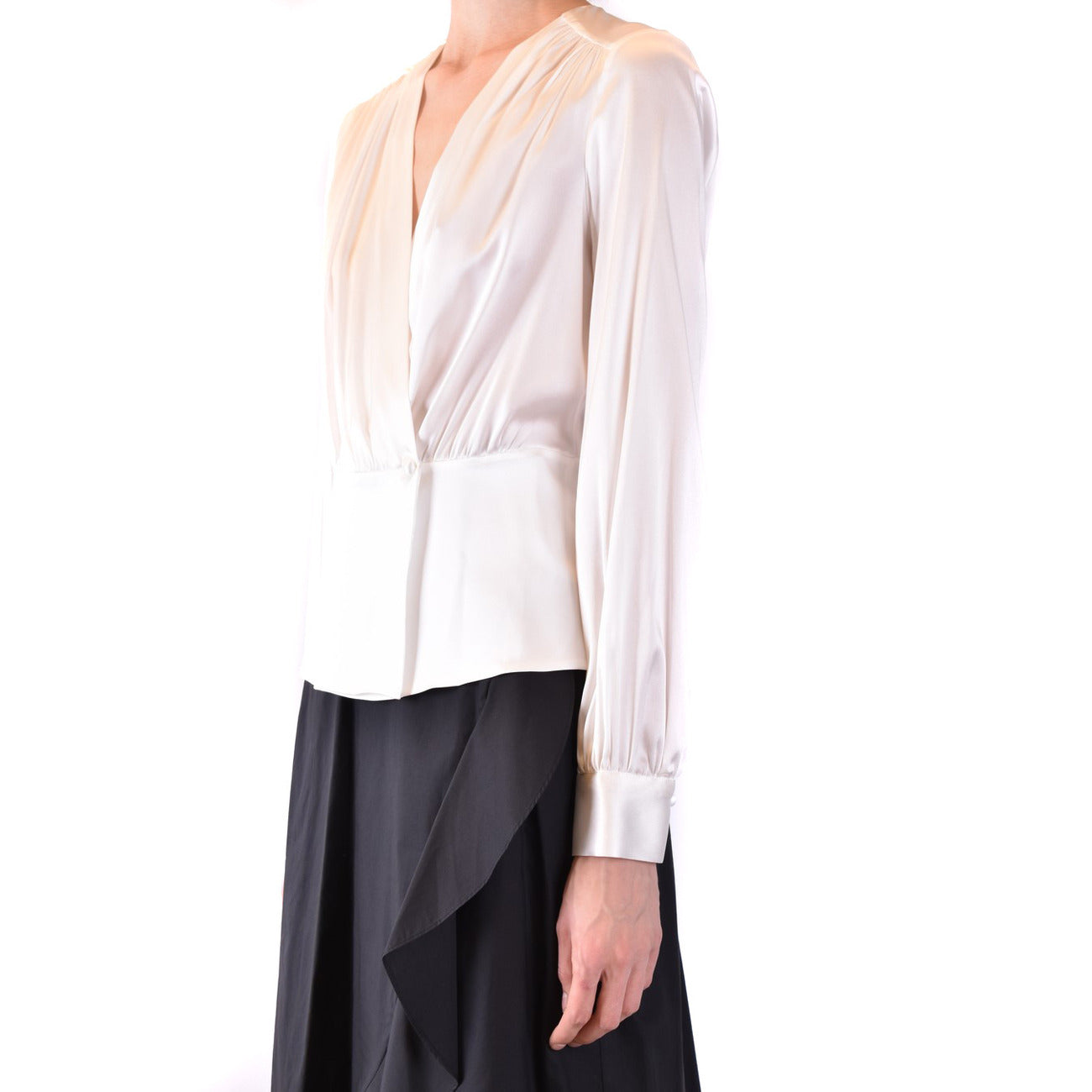 2423092 Pinko Blouse in Seta Bianca Manica Lunga Donna