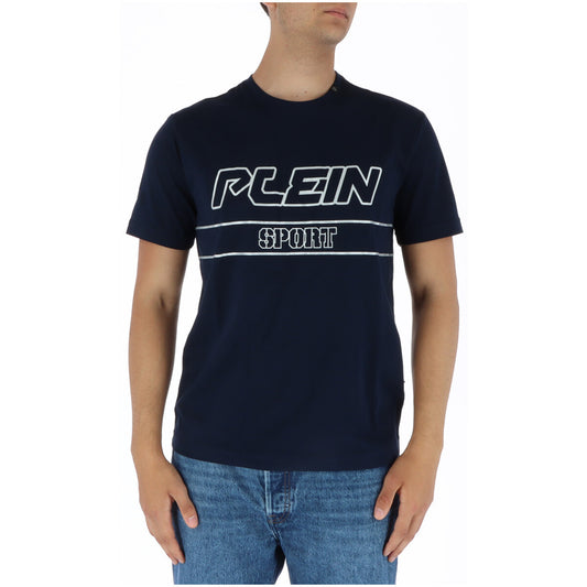 444145 Plein Sport T-Shirt Blu Stampa Uomo