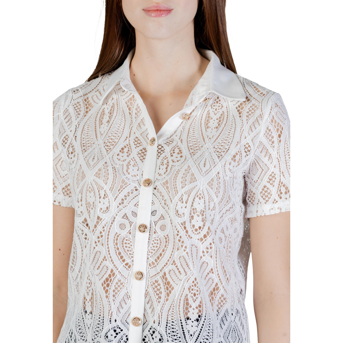 507644 Morgan De Toi Camicia Bianca Maniche Corte Donna