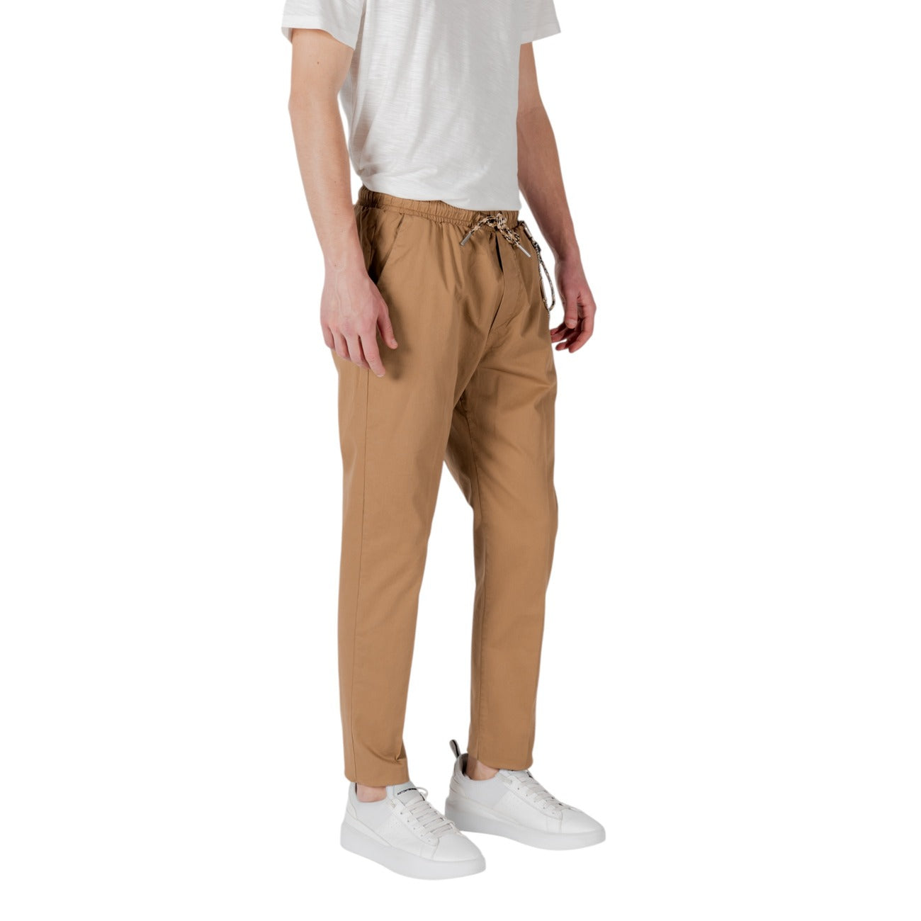 2417816 Gianni Lupo Pantaloni Marrone Cotone Elastan Uomo
