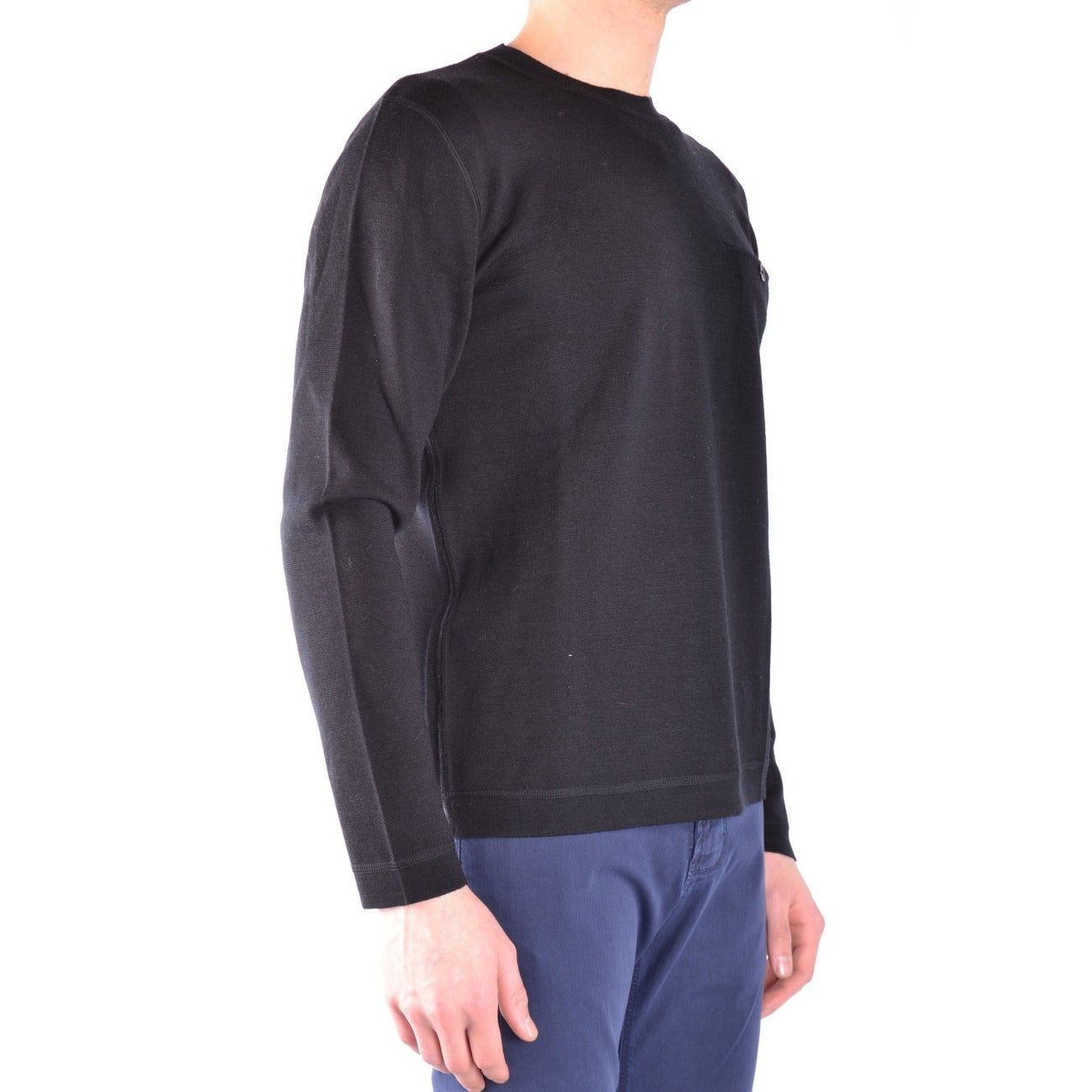 2431241 Paolo Pecora Maglia Nera Lana Tasca Uomo