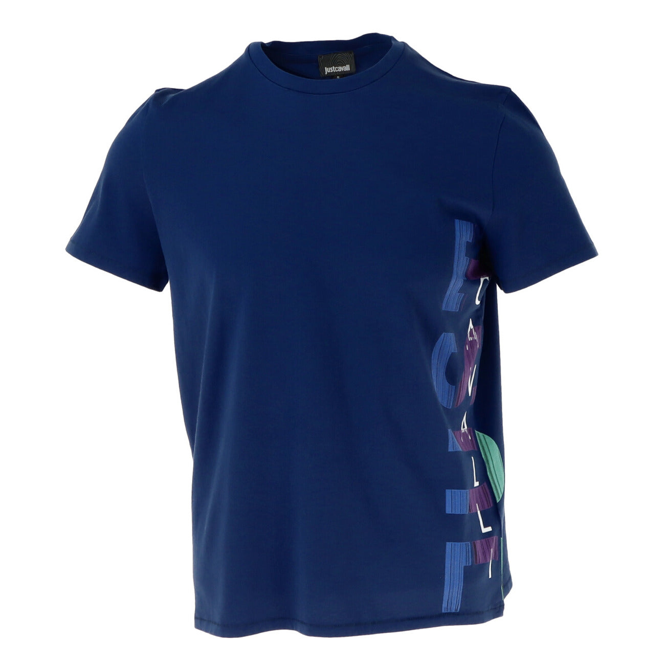 198292 Just Cavalli T-Shirt Blu Cotone Stampa Uomo