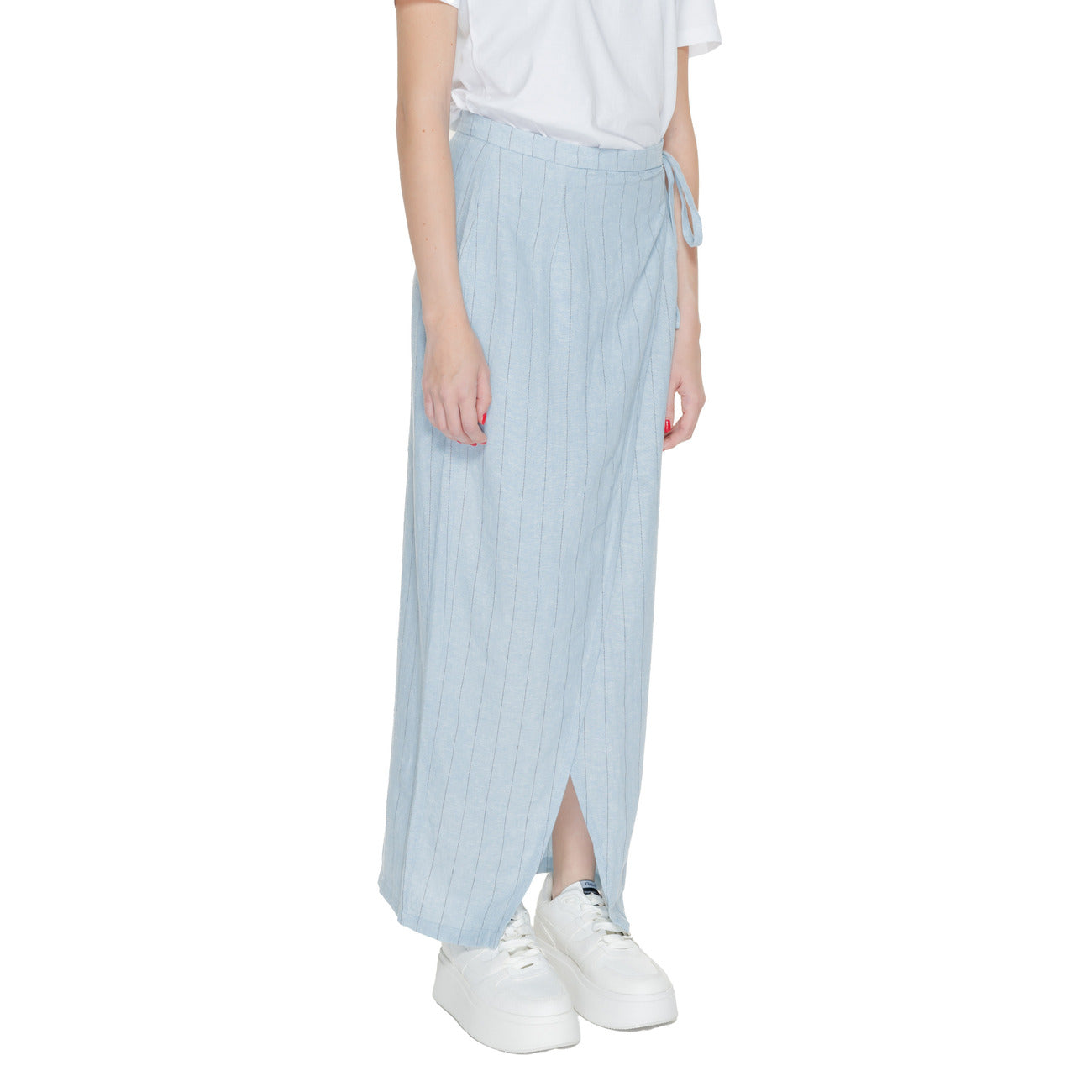 10304662 Vero Moda Gonna Blu Gessato Lino Donna