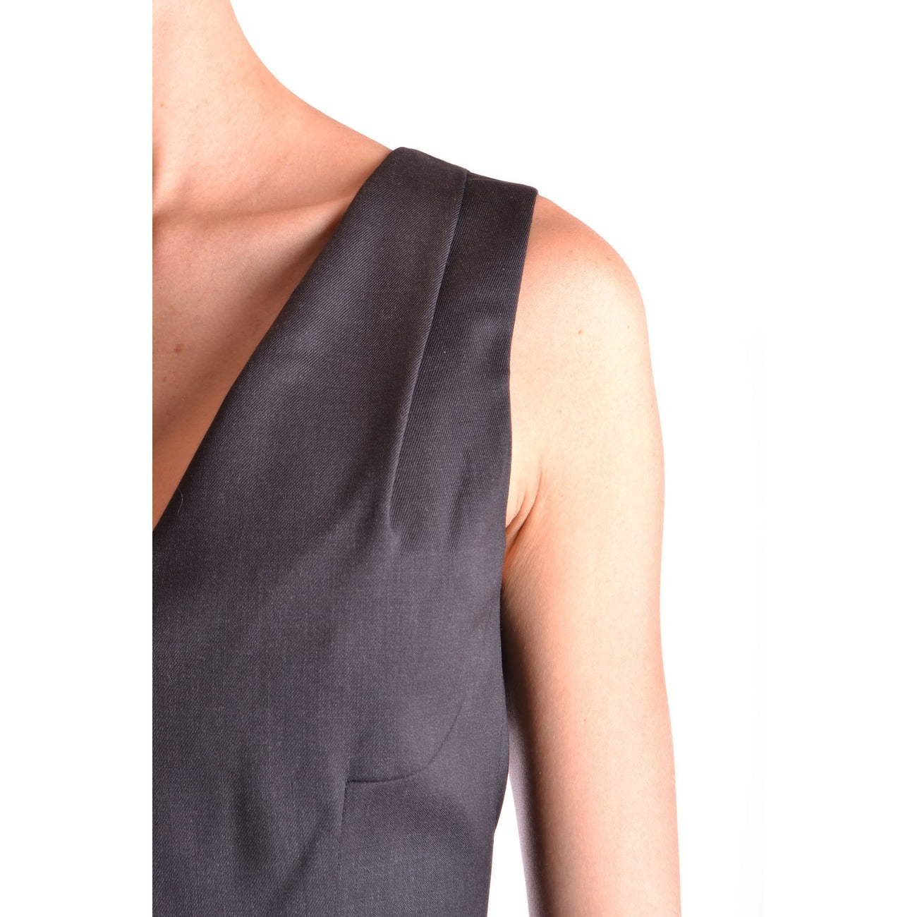 2425234 Dsquared Abito Grigio Corto Donna Smanicato Lana Scollo V