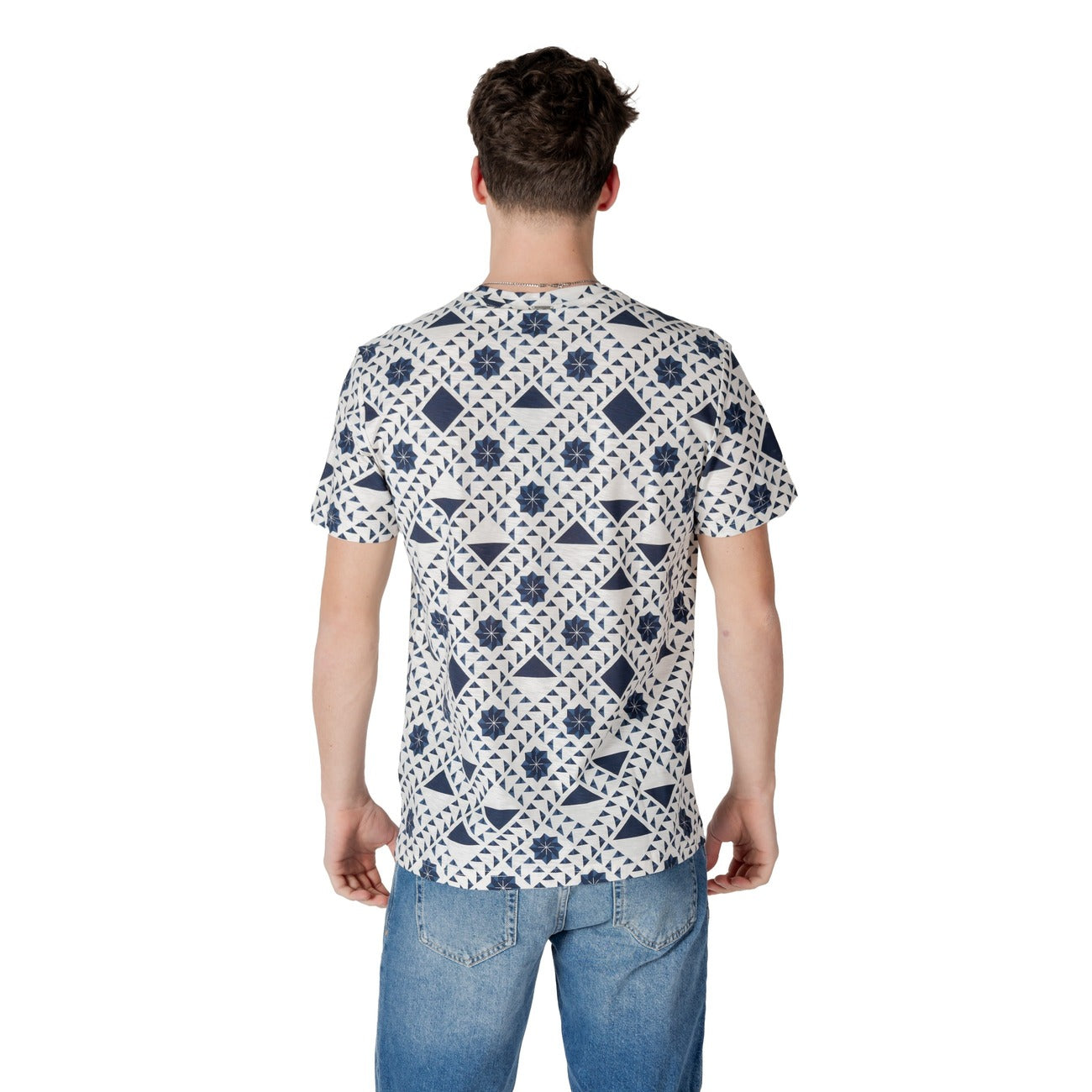 2413793 Antony Morato T-Shirt Blu Fantasia Geometrica Uomo