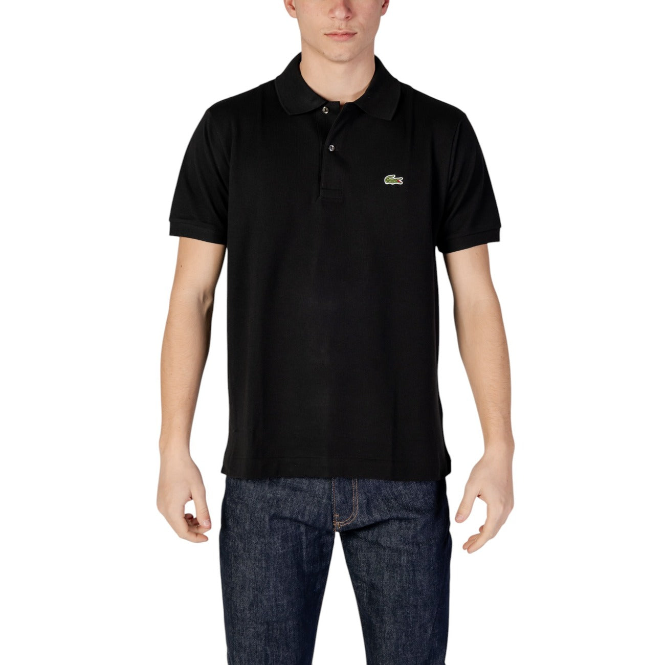 2412686 Lacoste Polo Nera Cotone Colletto Polo Maniche Corte Uomo