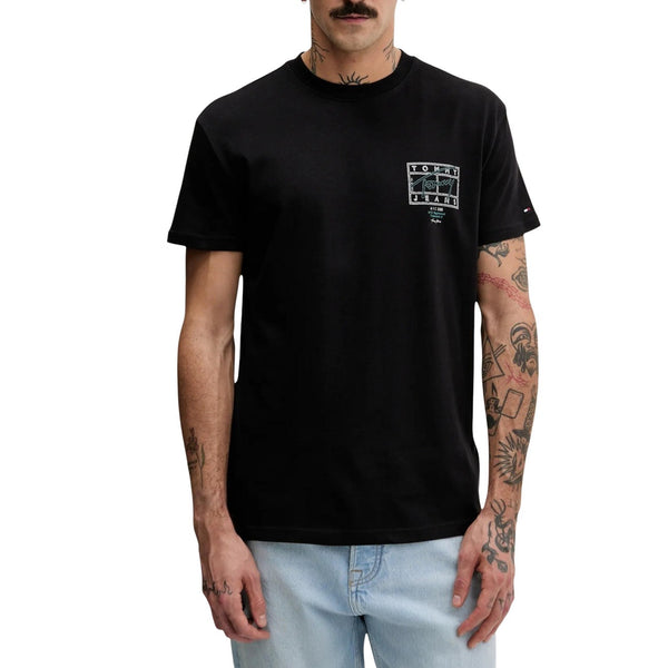 T-shirt Nera Stampa Cotone Organico Uomo