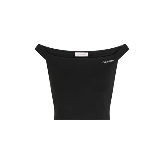 2410319 Calvin Klein Jeans Top Nero Scollo Barca Smanicato Donna
