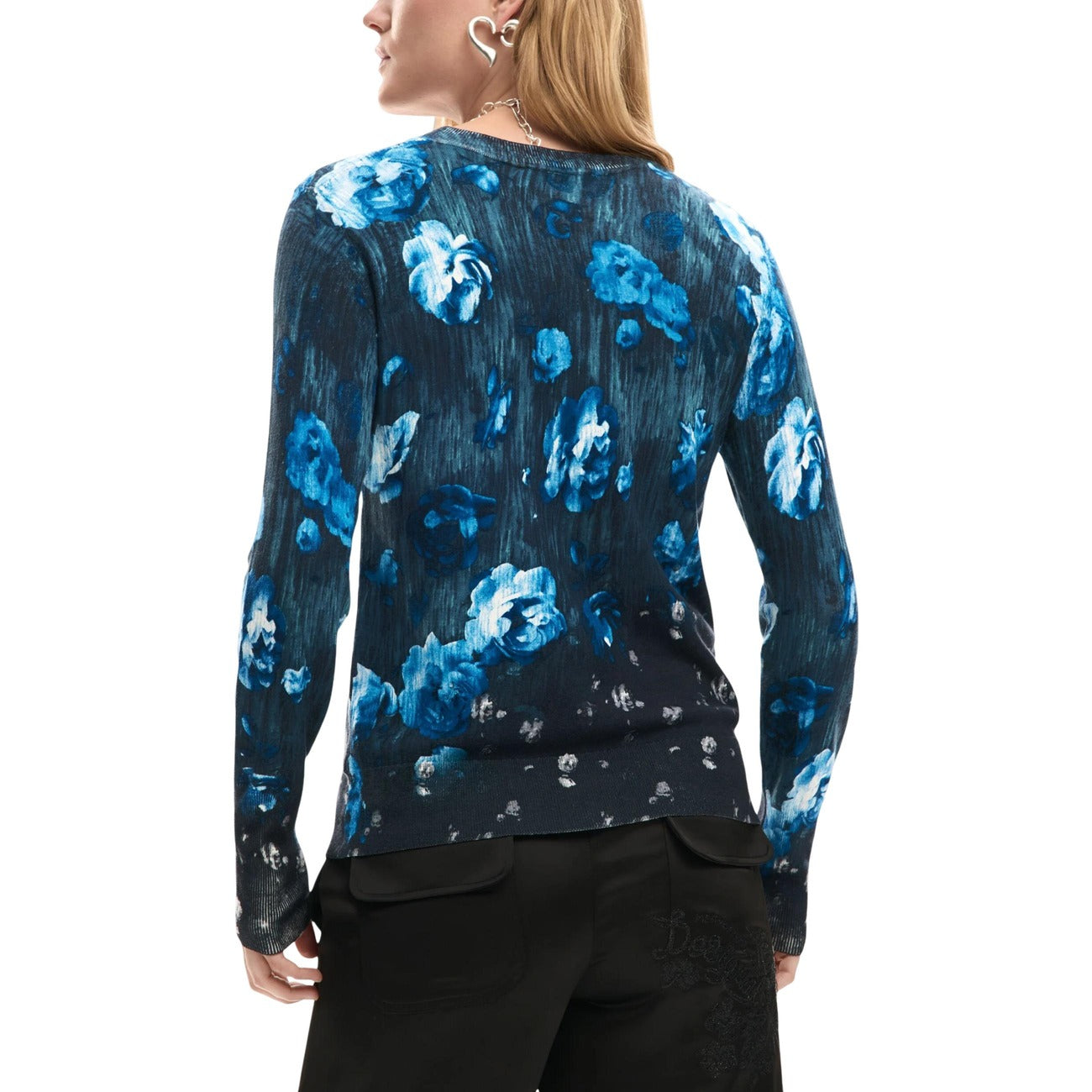 2451529 Desigual Maglia Donna Nera Floreale Viscosa