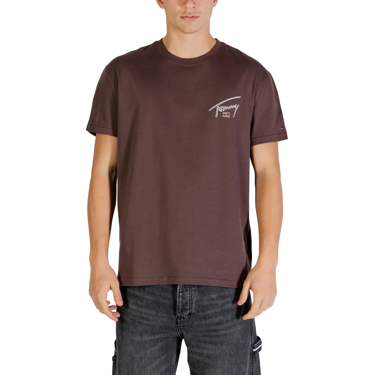 2447284 Tommy Hilfiger Jeans T-shirt Marrone Cotone Organico Uomo