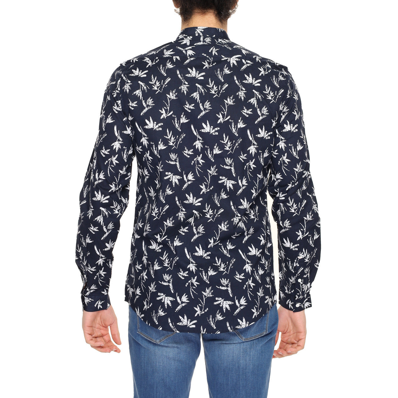 2218315 Antony Morato Camicia Blu Floreale Cotone Colletto Coreana Uomo