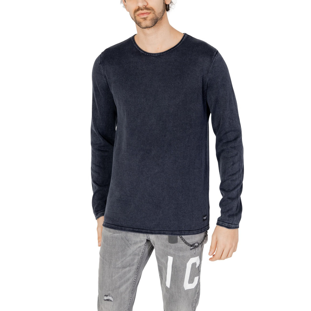 2209286 Jack & Jones Maglia Blu Cotone Maniche Lunghe Uomo
