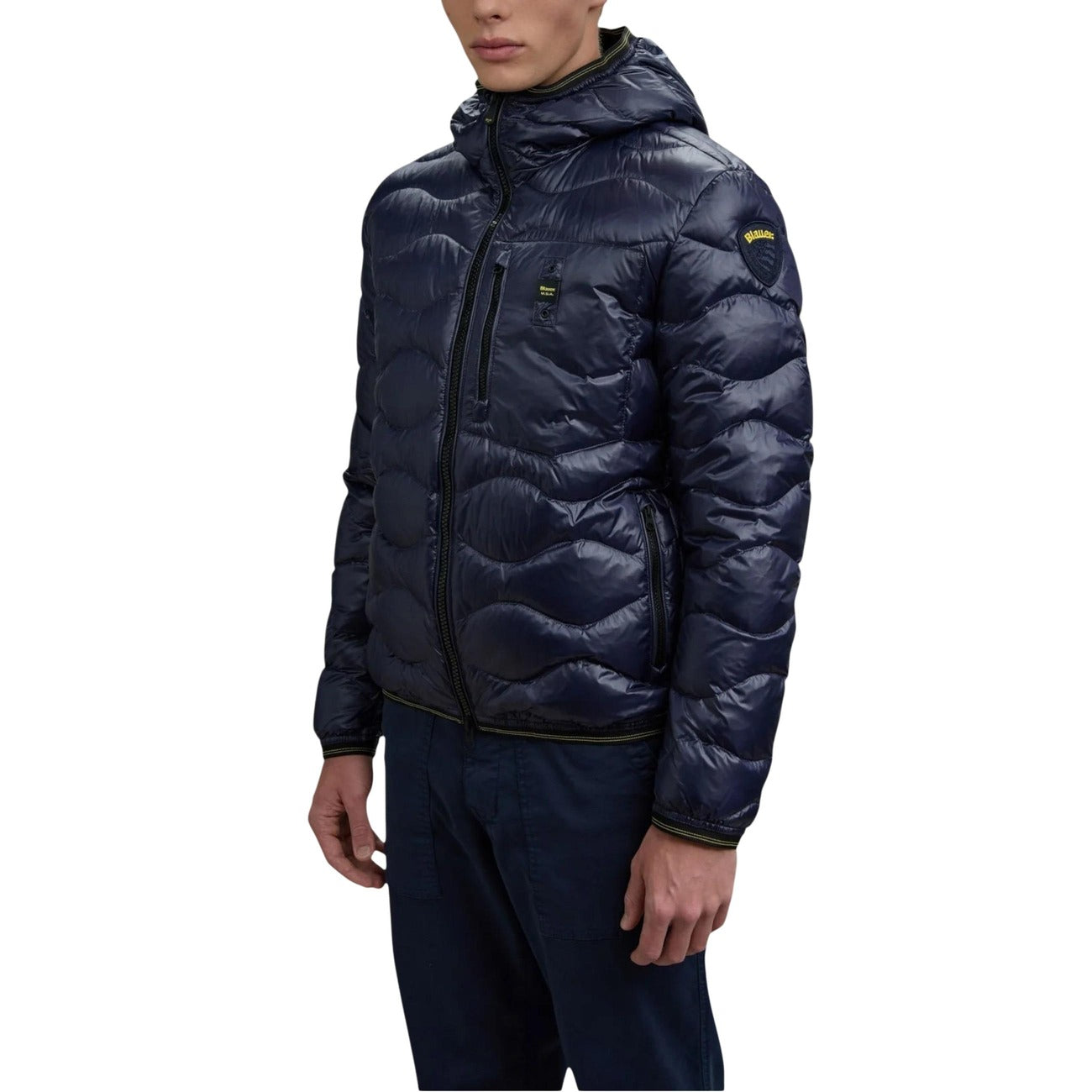 2451917 Blauer Giubbotto Blu Cappuccio Uomo