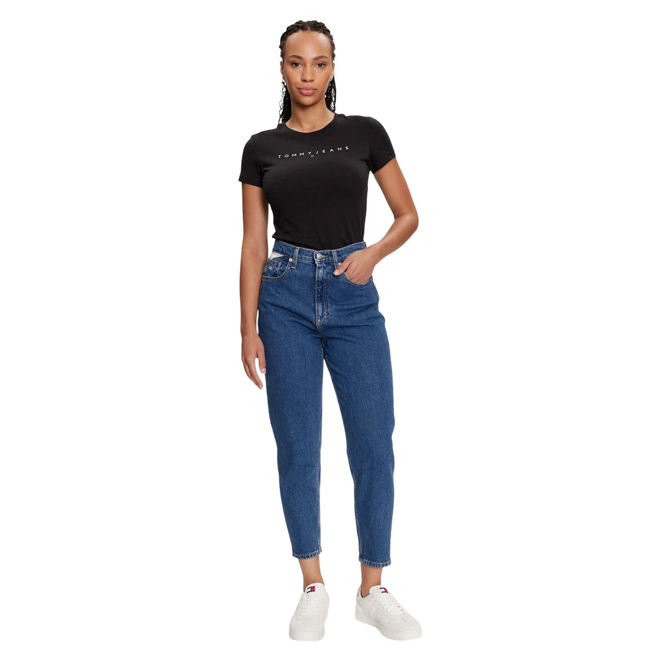 2457430 Tommy Hilfiger Jeans T-Shirt Nera 100% Cotone Donna