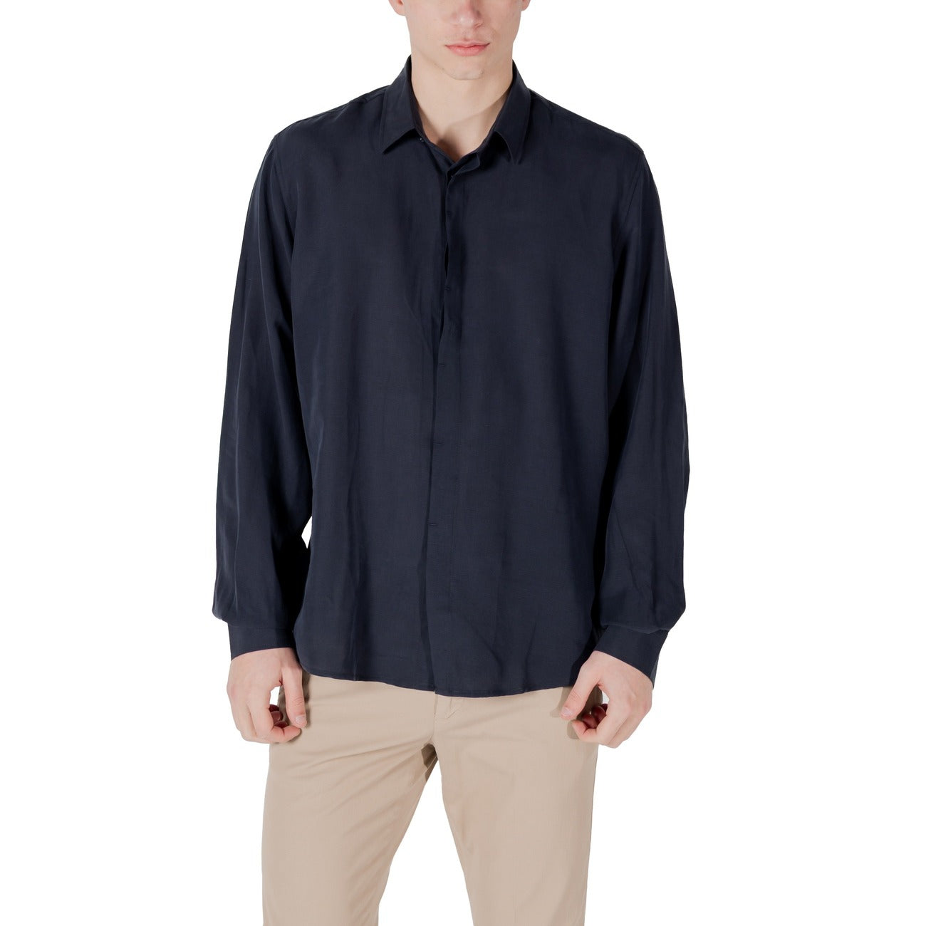 2417657 Antony Morato Camicia Blu Lino Lyocell Uomo