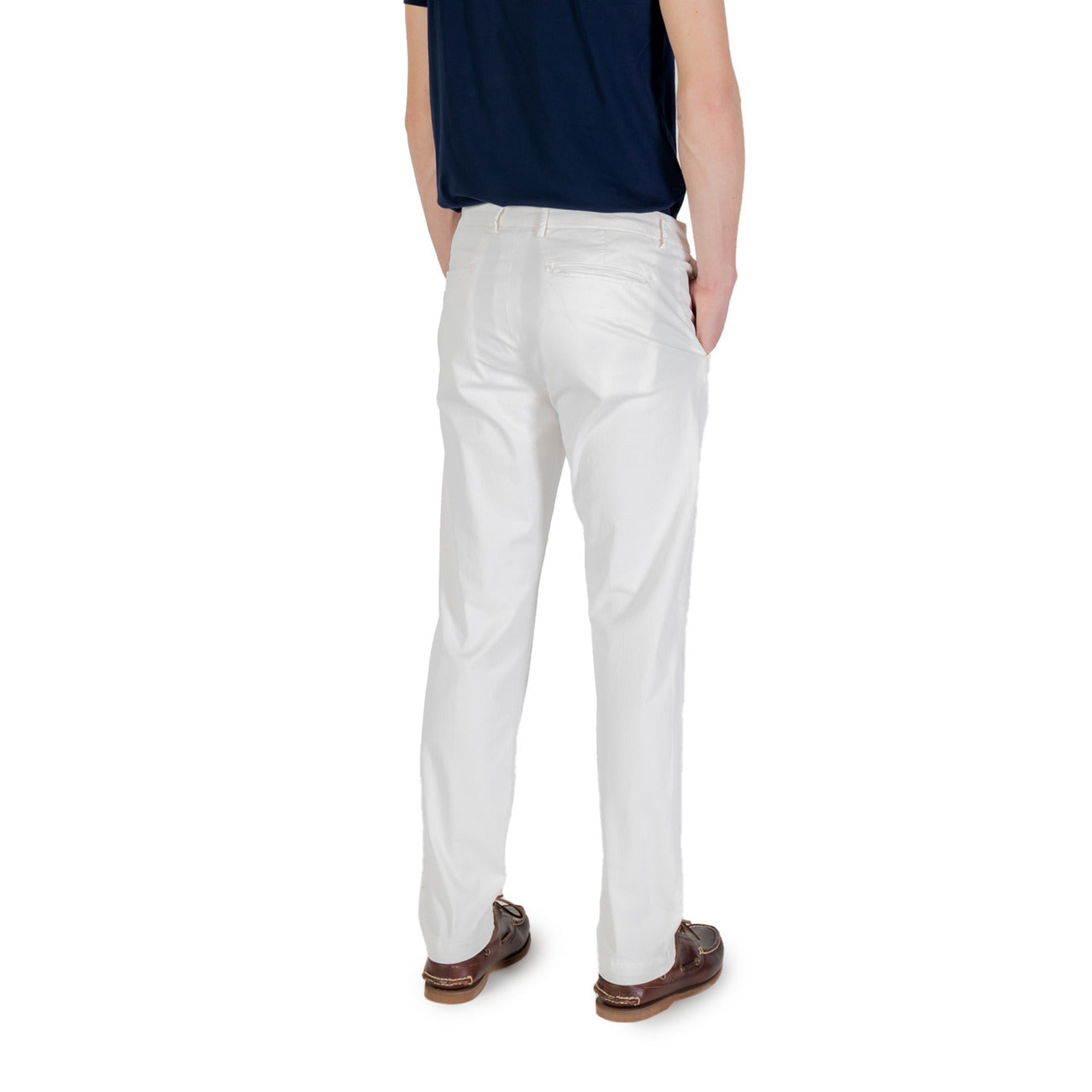 2420754 Borghese Pantaloni Bianco Cotone Elastan Uomo